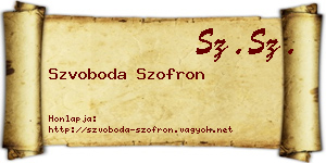 Szvoboda Szofron névjegykártya